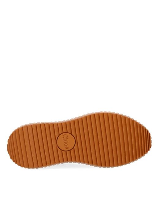 Chloé Pink Nama Embroidered Leather-Trimmed Suede Platform Sneakers