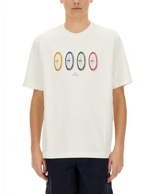Paul Smith White "Bike Tyres" T Shirt