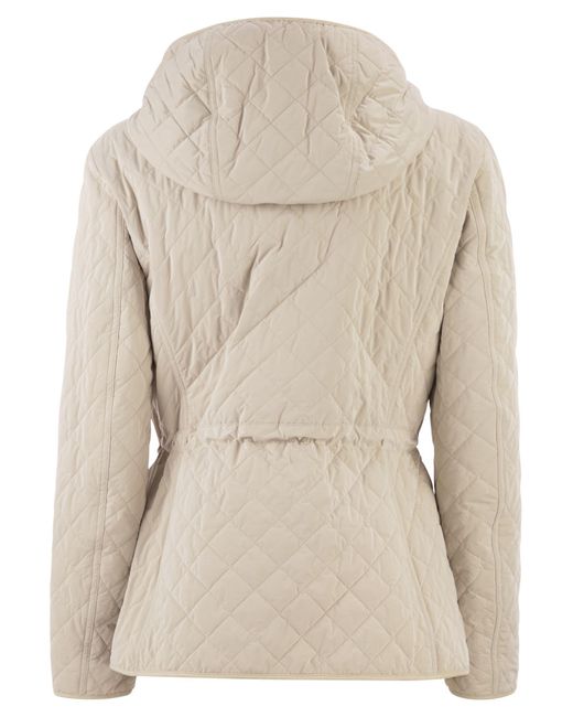 Moorer Natural Quilted Hooded Jacket With Adjustable Waist