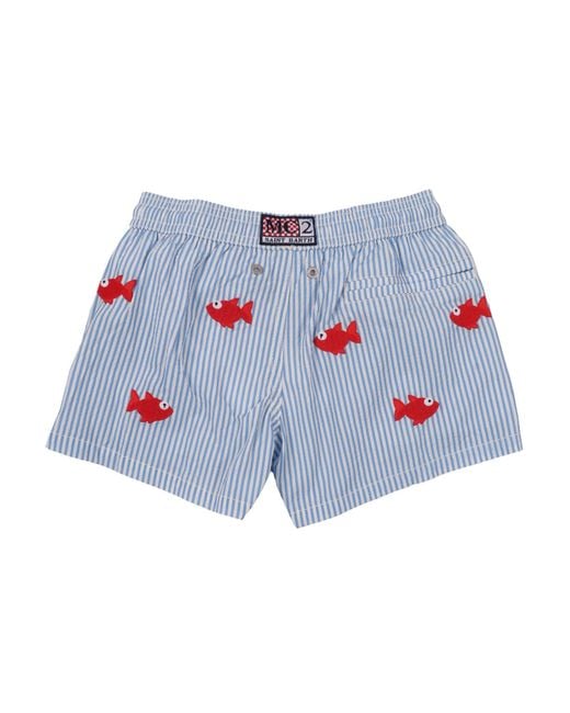 Mc2 Saint Barth Blue Jean Embroidery Seersucker Fish Stripes S 31