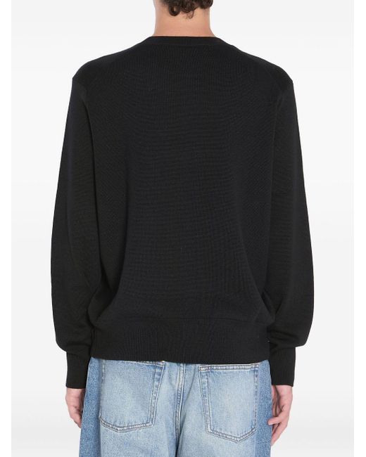 AMI Crewneck Sweater With Subtle Logo Detail in Black für Herren