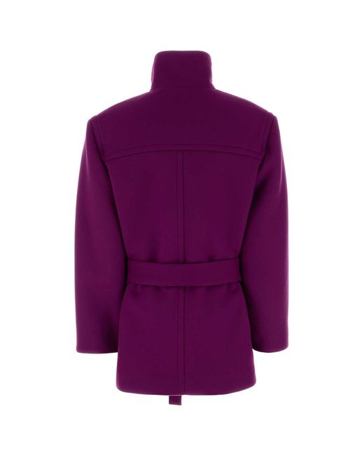 Saint Laurent Purple Tyrian Wool Coat