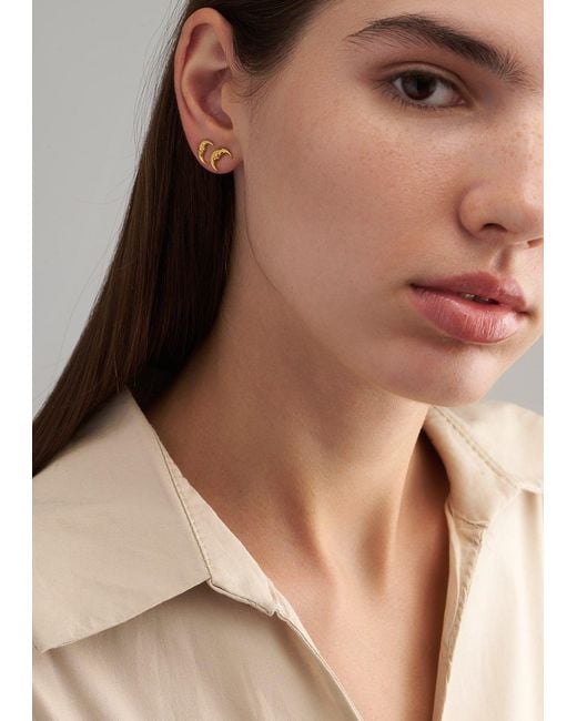 Hermina Athens White Tiny Moon Studs