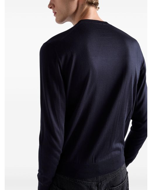 Prada Seidenpullover mit Rundhalsausschnitt in Blue für Herren