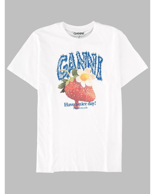 Ganni White Organic Cotton T-Shirt