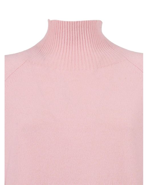 Kangra Cashmere Pink Collo Cratere Manica Raglan Con Spacchi
