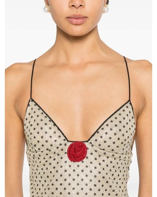 Oseree Multicolor Polka-Dot Appliqué Mini Dress