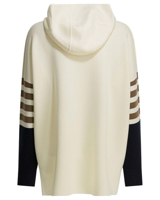 Max Mara Virgin Wool Hooded Sweater Knitwear White