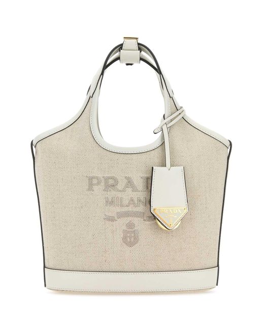Prada Natural Sand Canvas Handbag