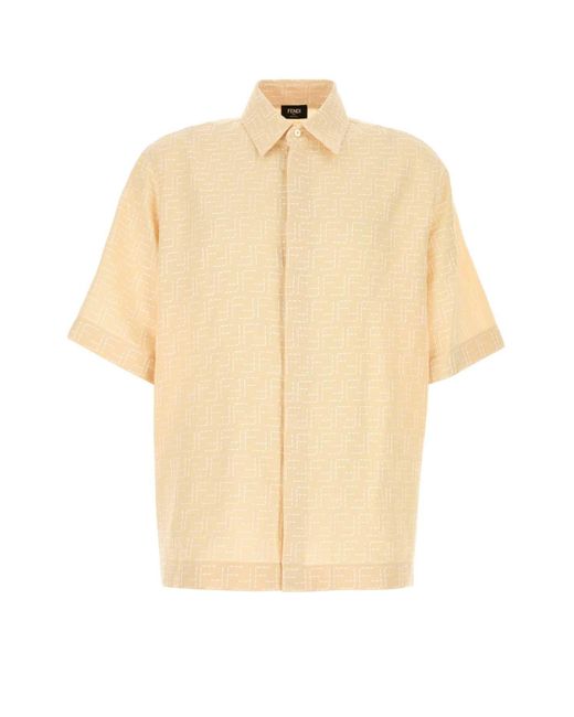 Fendi Natural Cream Linen Blend Shirt for men
