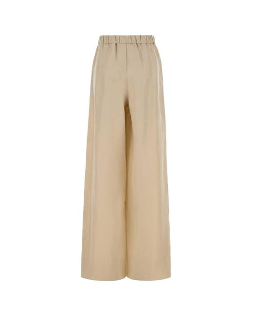Max Mara Natural Sand Linen Blend Wide-Leg Moro Pant