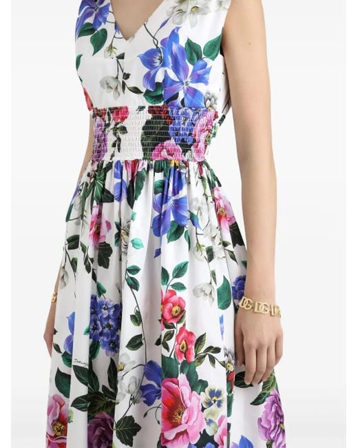 Dolce & Gabbana White 'Bouquet' Kleid