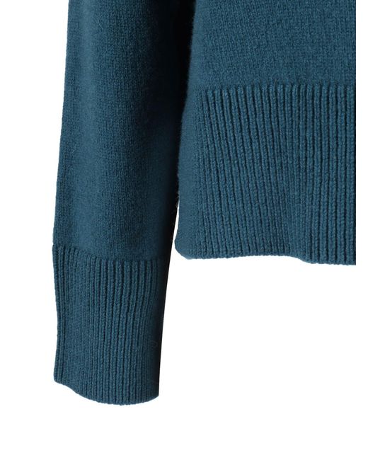 PHI FDL Blue Ls Crew Neck Over Sweater Virgin Wool Cashmere Crewneck
