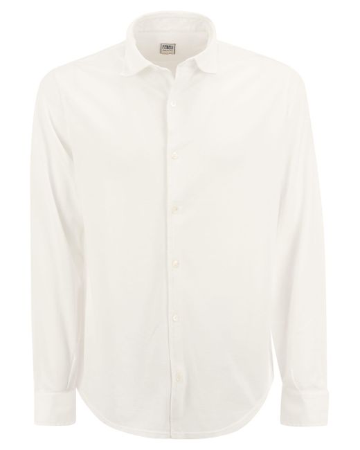 Camisa de piqué de algodón de Robert Fedeli de color White