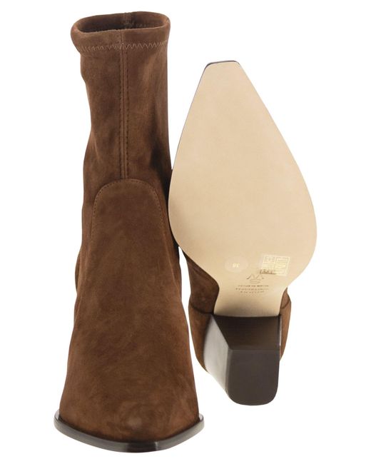 Jolene Suede Botkle Stuart Weitzman en coloris Brown