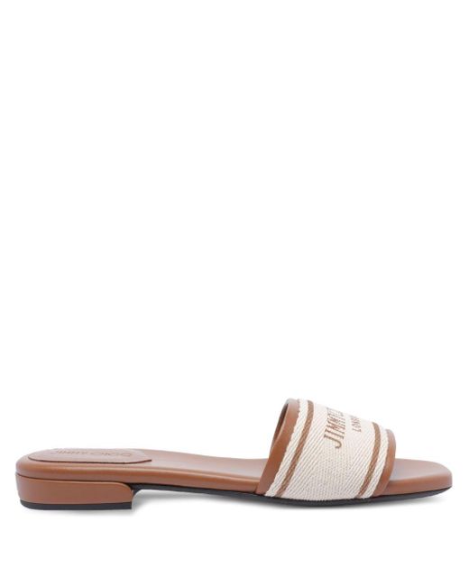 Jimmy Choo Pink Joa flache Leinwand flache Sandalen