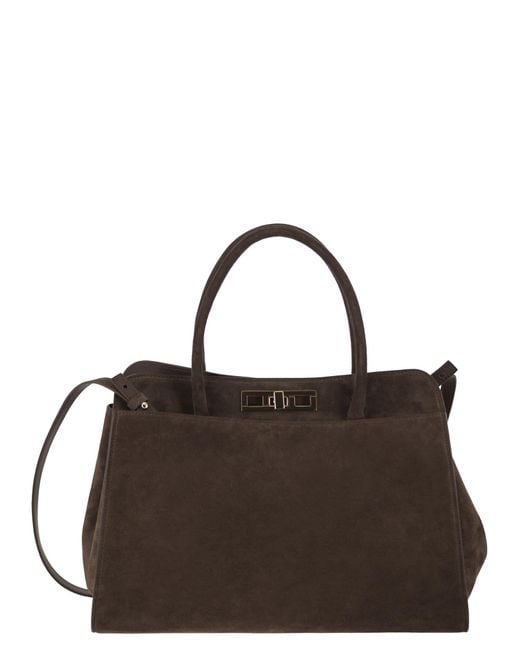 Fabiana Filippi Brown Genuine Suede Leather Tote Bag