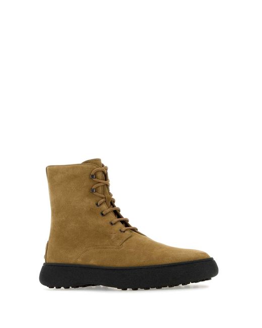 Tod's Brown Camel Suede Ankle Boots for men