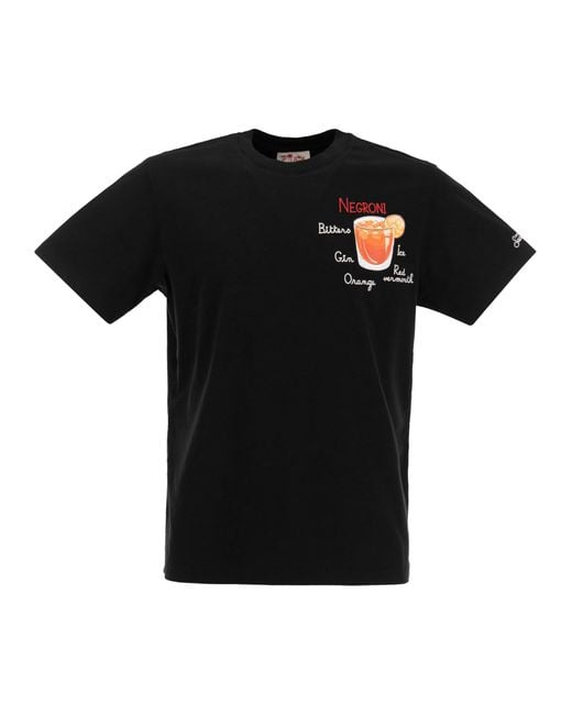 Mc2 Saint Barth Cotton T -shirt Met Negroni -print in het Black voor heren