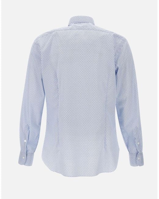 Barba Napoli Blaues Baumwoll-Slim-Hemd in Blue für Herren