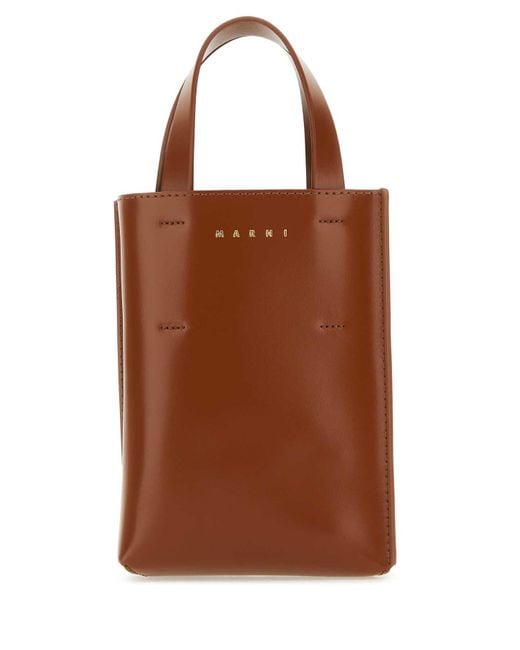 Marni Brown Leather Nano Museo Handbag