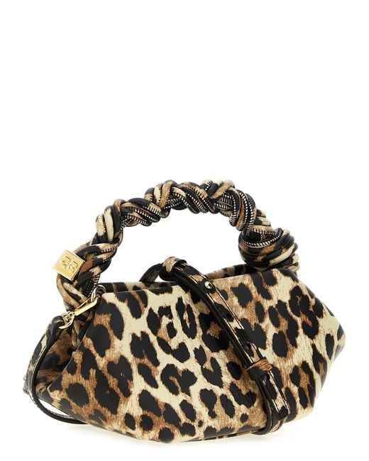 Ganni Black 'Bou Bag Mini Leopard' Handbag