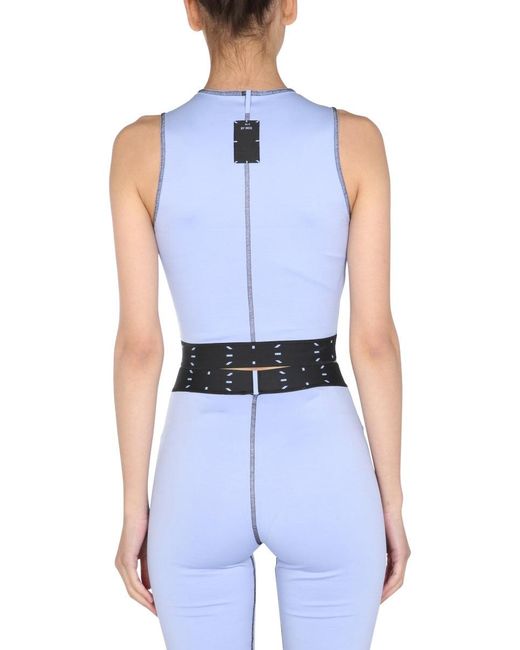 McQ Alexander McQueen Blue Solid Crew Neck Top