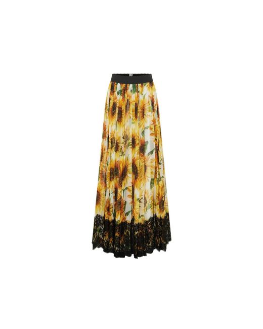 Dolce & Gabbana Natural Silk Printed Midi Skirt