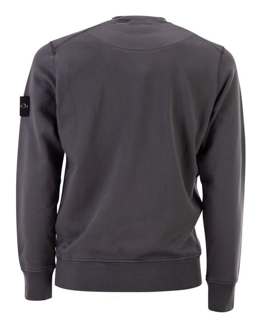 Stone Island Gray Regular Fit Crew Neck Sweatshirt With Raglan Sleeves for men