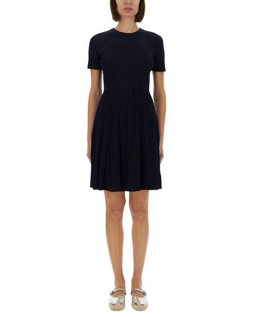 MICHAEL Michael Kors Michael Door Michael Kors Geribbelde Gebreide Jurk in het Blue