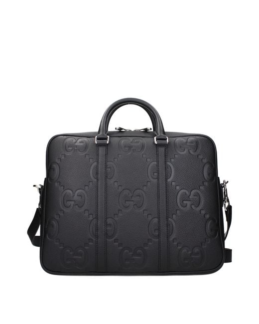 Gucci Black Jumbo Work Bag Leather