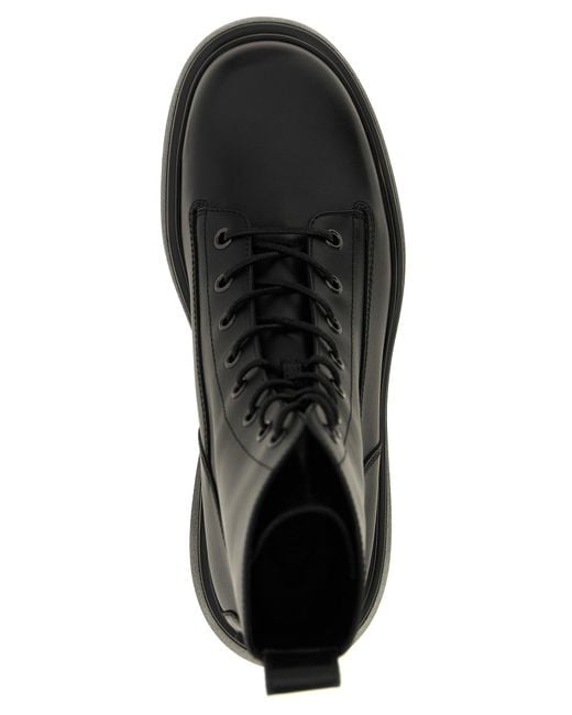 Tod's Black Springerstiefel Aus Leder