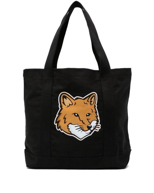 Maison Kitsuné Black Tote Bag With Print