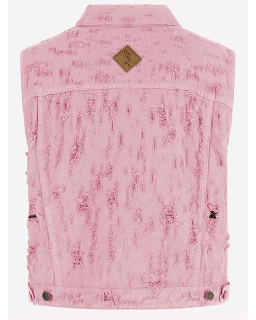 Haikure Pink Cotton Vest With Fringed Details