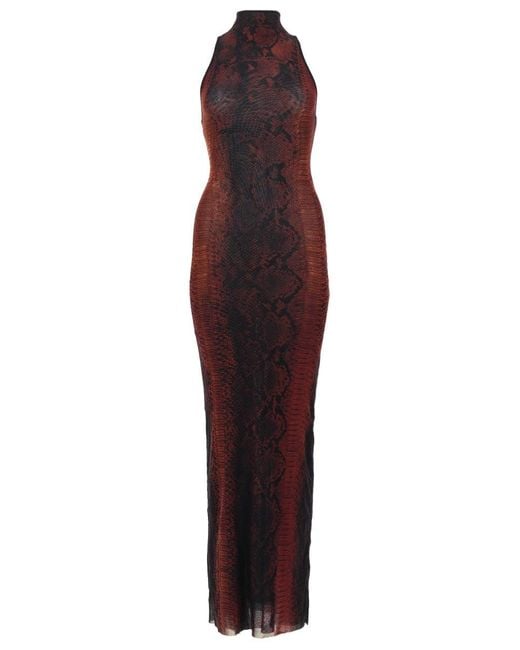 Jean Paul Gaultier Purple Animal Print Halter Neck Maxi Dress
