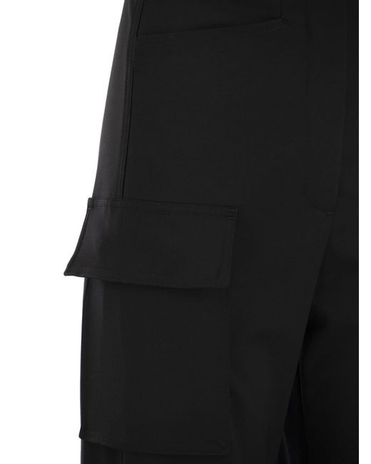 Max Mara Tskirt Wool Gabardine Cargo -broek in het Black