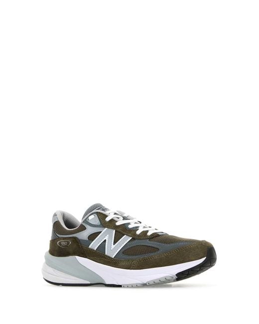 New Balance Green Mesh And Suede 990V6 Sneakers