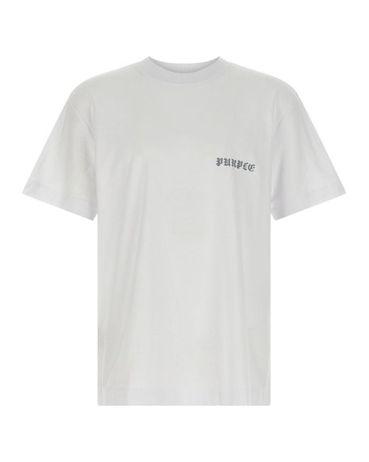 Purple Lila bedrucktes T -Shirt in White für Herren