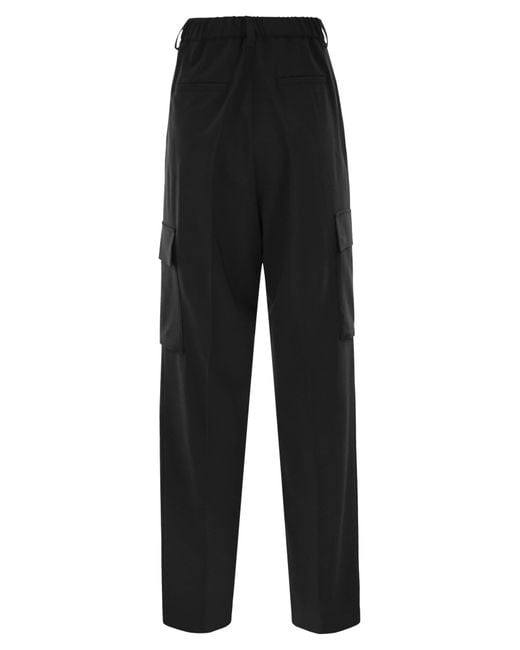 Herno Black Soft Wool Cargo Pants