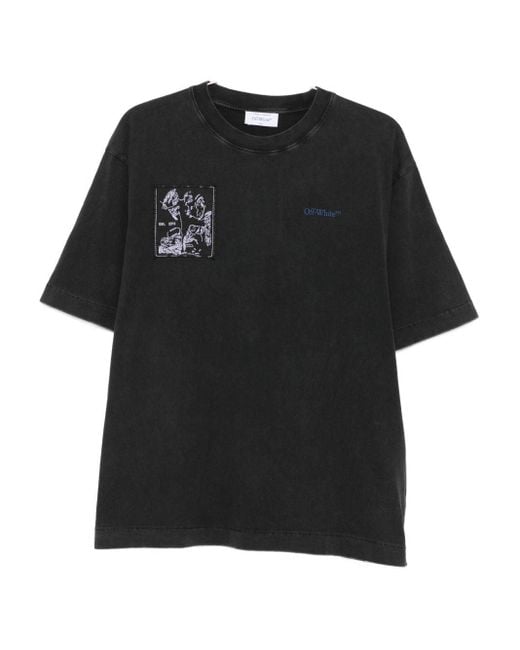 Max Mara Black Faded Painting Skate Cotton T-Shirt for men