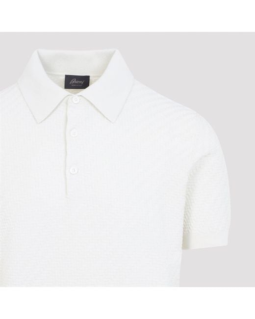 Brioni White Cotton And Silk Polo