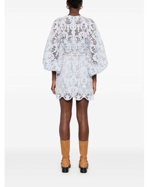 Zimmermann Mini-Jurk Met Kanten Detail in het Blue