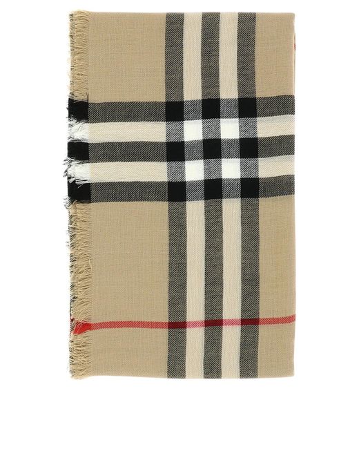 Burberry Check Wool -sjaal in het Natural voor heren
