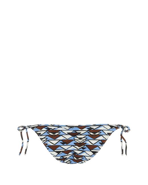 Prada White Printed Stretch Nylon Bikini Bottom