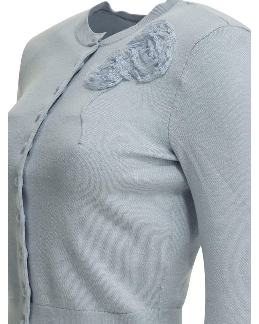 Self-Portrait Blue Embroidered Cardigan