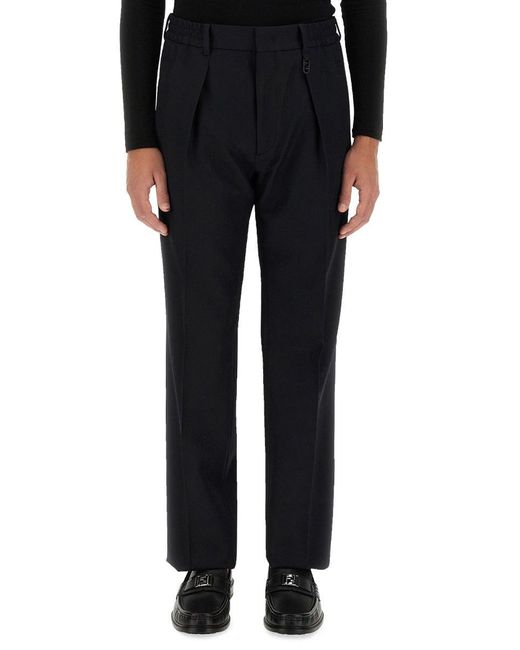 Fendi Black Wool Cigarette Trousers for men