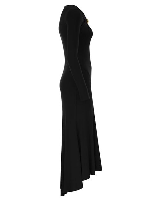 Elisabetta Franchi Black Crêpe Jersey Dress With Jewel Detail