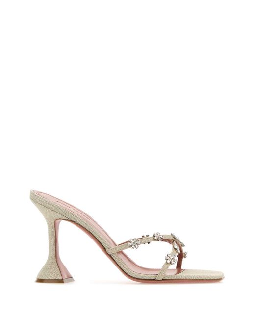 AMINA MUADDI White Sand Canvas Lily 95 Mules for men