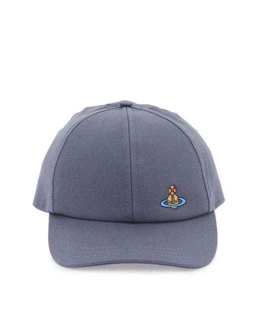 Uni Color Baseball Cap con bordado de orbe Vivienne Westwood de color Blue