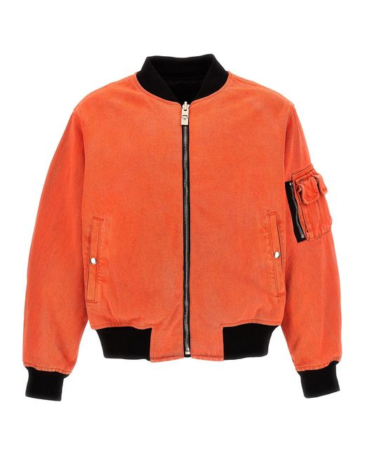 Givenchy Orange Nylon Reversible Denim Bomber Jacket for men